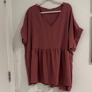 Chic Soul V-Neck Tunic in Mauve
